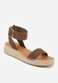 Renee - Brązowe Sandały VICES na Platformie Ozdobione Plecionką z Juty Pellitoris. Kolor: brązowy. Wzór: aplikacja. Sezon: lato. Obcas: na platformie. Styl: elegancki #3
