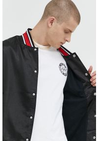 HUF kurtka bomber męski kolor czarny przejściowa. Kolor: czarny. Materiał: satyna, materiał. Wzór: ze splotem #4