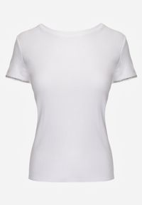 Born2be - Biały Bawełniany T-shirt z Cyrkoniami przy Rękawach Pronolea. Okazja: na co dzień. Kolor: biały. Materiał: bawełna. Wzór: aplikacja. Styl: casual, klasyczny #6