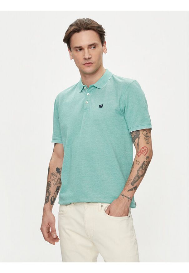 Wrangler Polo Refined 112350393 Zielony Regular Fit. Typ kołnierza: polo. Kolor: zielony. Materiał: bawełna