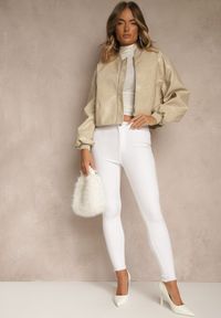 Renee - Białe Spodnie z Bawełny o Kroju Skinny Irivella. Okazja: na spotkanie biznesowe. Stan: podwyższony. Kolor: biały. Materiał: bawełna. Styl: biznesowy, elegancki