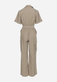 Born2be - Ciemnozielony Kombinezon Utility z Kopertowym Dekoltem Paskiem i Szerokimi Kieszeniami Pallilena. Okazja: na co dzień. Kolor: zielony. Styl: elegancki, casual #4