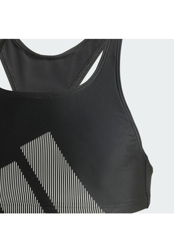 Adidas - Zestaw bikini dla dzieci z dużym logo i tyłem typu C-back. Kolor: czarny
