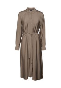 Vero Moda Sukienka koszulowa 10295296 Brązowy Regular Fit. Kolor: brązowy. Materiał: wiskoza. Typ sukienki: koszulowe