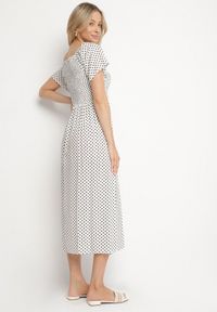 Born2be - Biała Sukienka z Bawełny o Rozkloszowanym Kroju w Kropeczki Lisadrisa. Okazja: na co dzień, na imprezę. Kolor: biały. Materiał: bawełna. Długość rękawa: krótki rękaw. Styl: klasyczny, casual, elegancki #4
