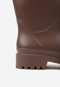 Born2be - Brązowe Kalosze ze Stoperem na Cholewce Eunosa. Okazja: na co dzień. Kolor: brązowy. Materiał: jeans. Szerokość cholewki: normalna. Styl: casual, elegancki #2