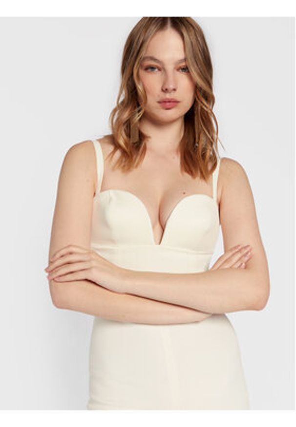 Elisabetta Franchi Kombinezon TU-007-27E2-V440 Biały Slim Fit. Kolor: biały. Materiał: syntetyk
