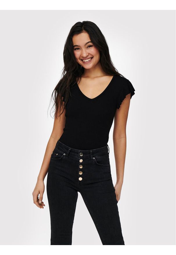 only - ONLY Bluzka Belia 15227187 Czarny Regular Fit. Kolor: czarny. Materiał: wiskoza