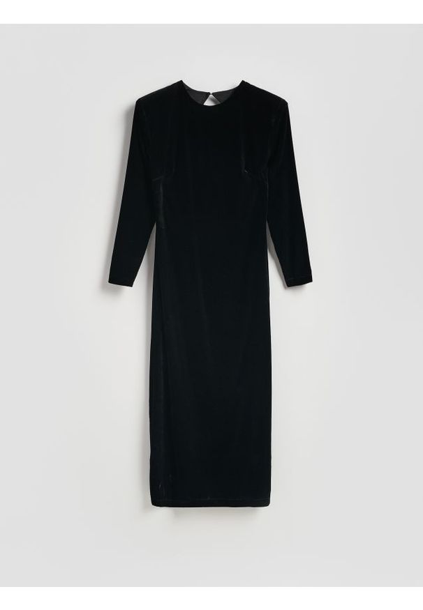 Reserved - Welurowa sukienka - czarny. Kolor: czarny. Materiał: welur