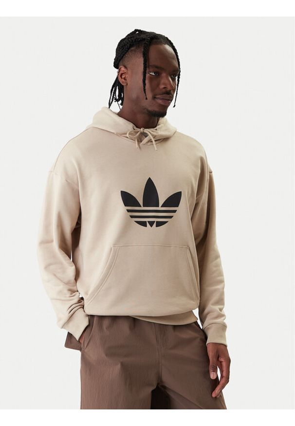 Adidas - adidas Bluza adicolor Trefoil KE0878 Beżowy Loose Fit. Kolor: beżowy. Materiał: bawełna