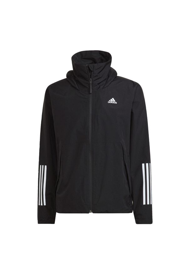 Adidas - BSC 3-Stripes RAIN.RDY Jacket. Kolor: czarny. Materiał: materiał