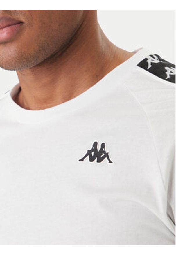 Kappa T-Shirt 303UV10 Biały Slim Fit. Kolor: biały. Materiał: bawełna