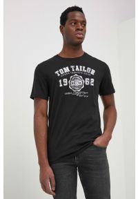 Tom Tailor t-shirt bawełniany kolor czarny z nadrukiem. Okazja: na co dzień. Kolor: czarny. Materiał: bawełna. Wzór: nadruk. Styl: casual #3