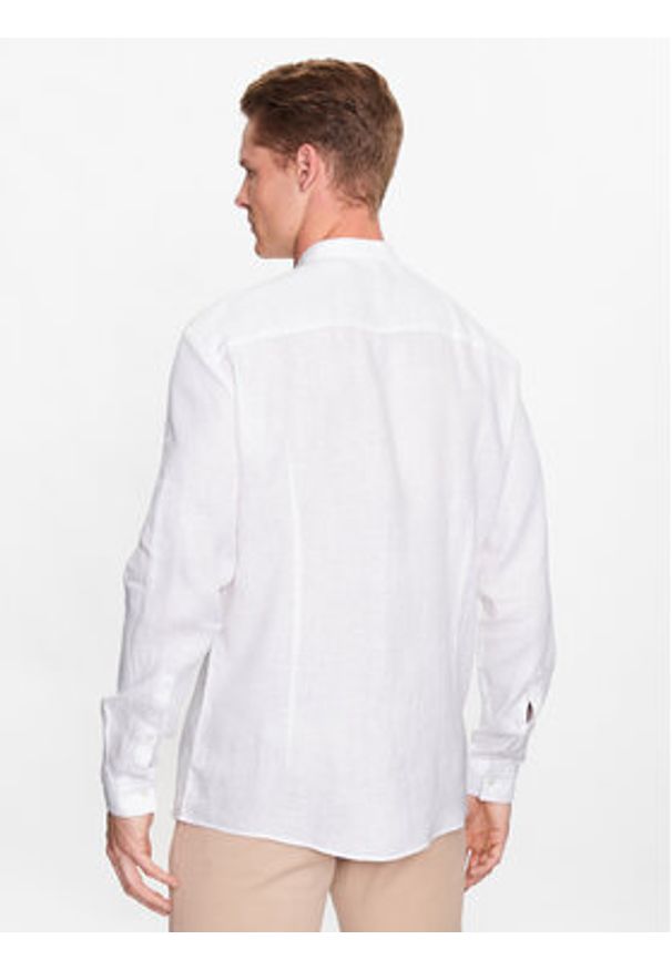 Hugo Koszula 50490740 Biały Slim Fit. Kolor: biały. Materiał: len