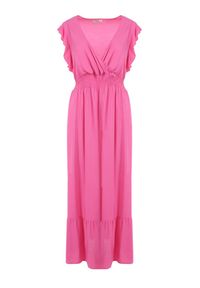 Born2be - Różowa Sukienka Hypsanie. Typ kołnierza: dekolt kopertowy. Kolor: różowy. Materiał: wiskoza. Typ sukienki: kopertowe. Długość: maxi #7