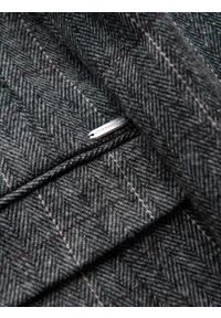 Ombre Clothing - Elegancka męska marynarka w kratkę z domieszką wełny – szara V1. Kolor: szary. Materiał: wełna. Wzór: kratka. Styl: elegancki #2