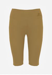 Renee - Zielone Szorty Bikery High Waist z Wyszczuplającym Pasem Briarrose. Okazja: na co dzień. Stan: podwyższony. Kolor: zielony. Materiał: len. Styl: sportowy, casual #4