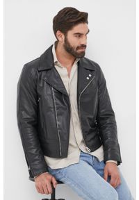 TIGER OF SWEDEN - Tiger Of Sweden ramoneska skórzana męska kolor czarny przejściowa. Okazja: na co dzień. Kolor: czarny. Materiał: skóra. Styl: casual, klasyczny #6