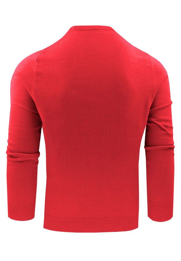 Bawełniany Sweter Męski, Okrągły Dekolt - Pako Jeans - Marmurkowa Faktura, Czerwony. Kolor: czerwony. Materiał: bawełna. Styl: elegancki, klasyczny