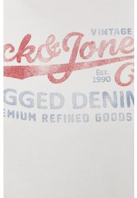 Premium by Jack&Jones Bluza męska kolor biały z kapturem z nadrukiem. Okazja: na co dzień. Typ kołnierza: kaptur. Kolor: biały. Materiał: dzianina. Wzór: nadruk. Styl: casual #4