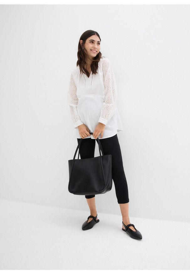 bonprix - Legginsy ciążowe rybaczki (2 pary). Kolekcja: moda ciążowa. Kolor: czarny. Materiał: bawełna