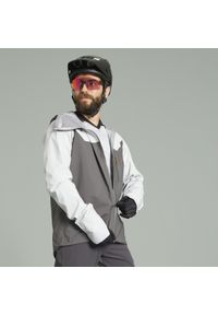 ROCKRIDER - Kurtka przeciwdeszczowa rowerowa Rockrider MTB All Mountain. Kolor: szary, żółty, brązowy, wielokolorowy. Materiał: materiał. Sport: turystyka piesza #1