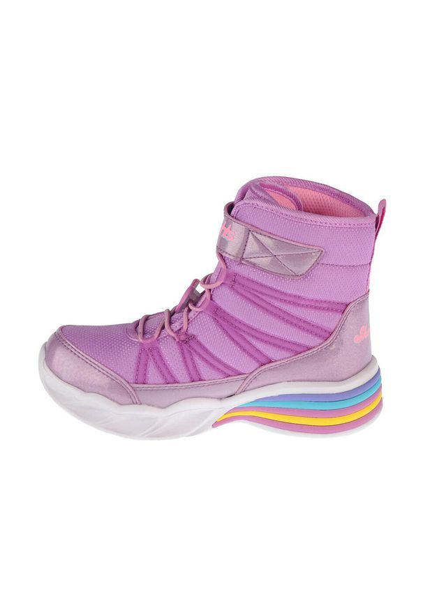 skechers - Buty zimowe dziewczęce, Skechers Sweetheart Lights. Wysokość cholewki: za kostkę. Zapięcie: rzepy. Kolor: różowy. Materiał: materiał, tkanina. Szerokość cholewki: normalna. Sezon: zima