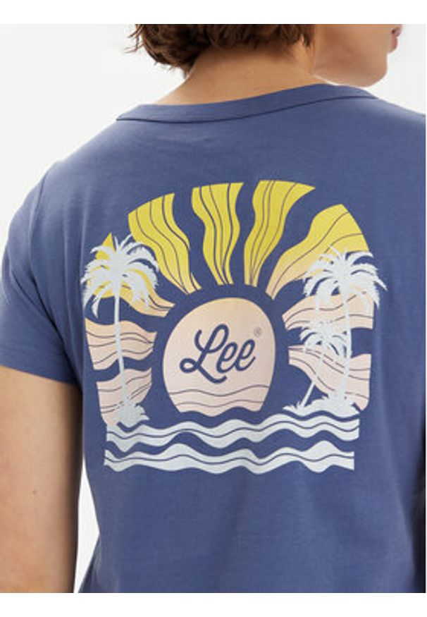 Lee T-Shirt 112350225 Granatowy Slim Fit. Kolor: niebieski. Materiał: bawełna
