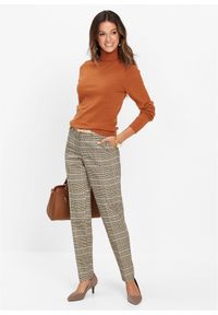 bonprix - Spodnie ze stretchem. Kolor: brązowy. Styl: klasyczny #2