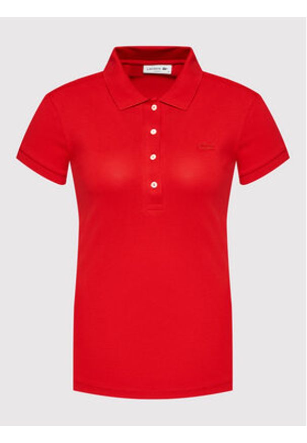 Lacoste Polo PF5462 Czerwony Slim Fit. Typ kołnierza: polo. Kolor: czerwony. Materiał: bawełna