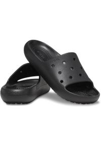 Klapki plażowe dla dorosłych Crocs Classic Slide V2. Okazja: na plażę. Kolor: czarny. Materiał: materiał, syntetyk