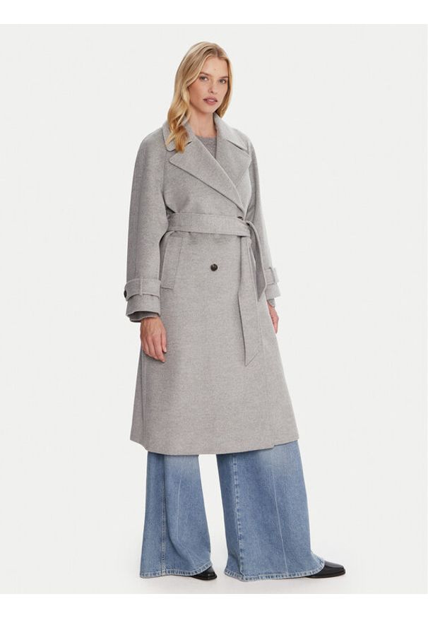 Marella Płaszcz wełniany Tenna 2523016071 Szary Regular Fit. Kolor: szary. Materiał: wełna