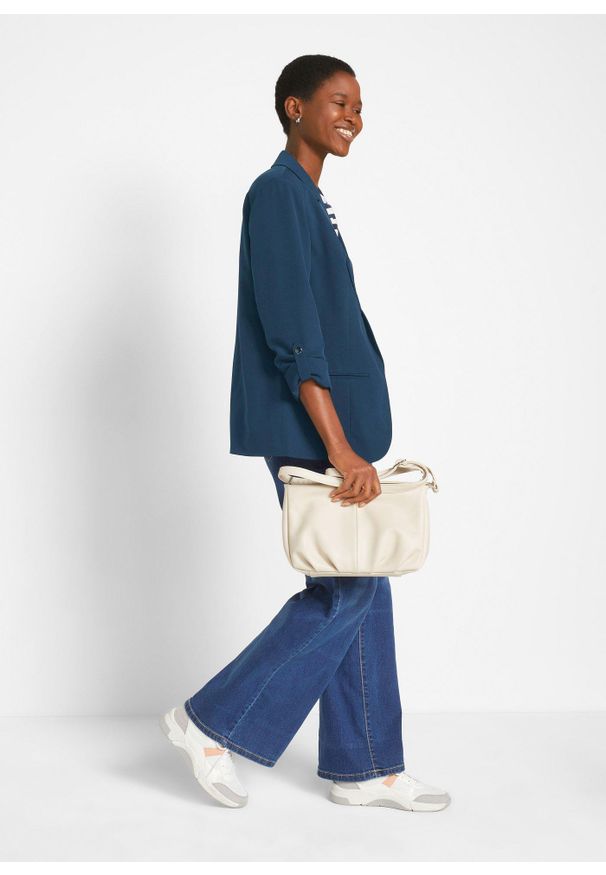 bonprix - Żakiet oversize. Kolor: niebieski. Styl: klasyczny