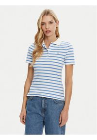 TOMMY HILFIGER - Tommy Hilfiger Polo 1985 WW0WW43225 Błękitny Slim Fit. Typ kołnierza: polo. Kolor: niebieski. Materiał: bawełna #1