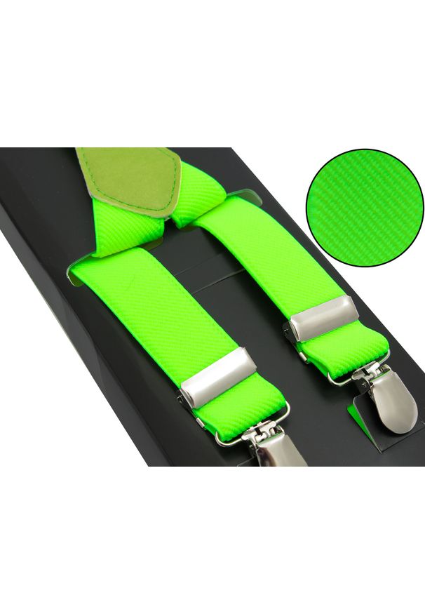 Modini - Zielone neonowe szelki Unisex X35. Kolor: zielony. Materiał: skóra, guma