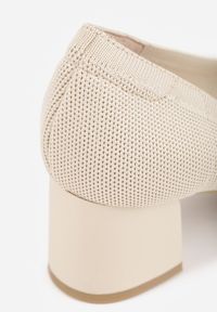 Born2be - Beżowe Czółenka VICES ze Sportowej Tkaniny na Słupku Waesbella. Nosek buta: otwarty. Kolor: beżowy. Materiał: tkanina. Obcas: na słupku. Styl: sportowy. Wysokość obcasa: średni #3