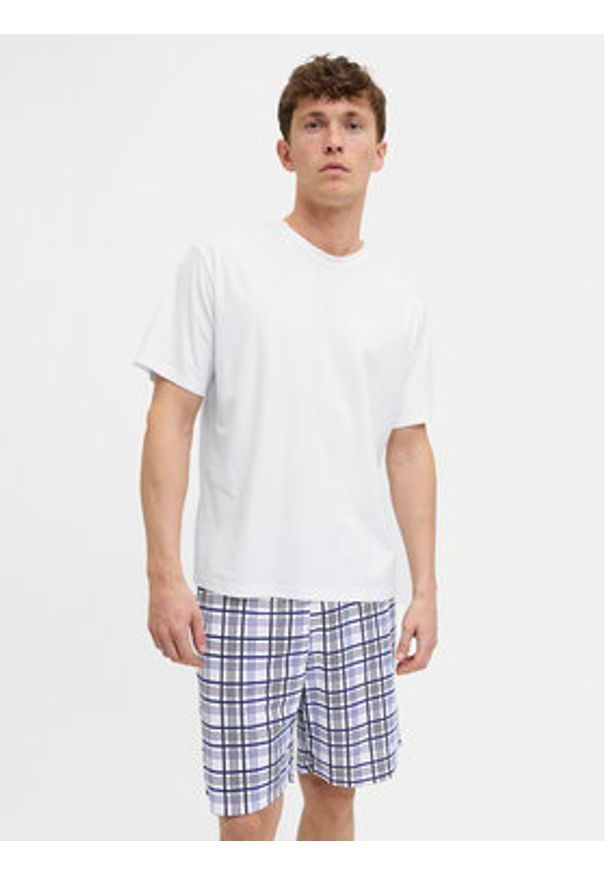 Jack & Jones Piżama Max 12277165 Biały Standard Fit. Kolor: biały. Materiał: bawełna