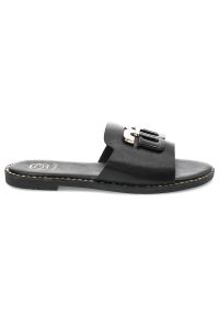 Czarne Klapki Givana Stylowe Obuwie Damskie. Okazja: na co dzień. Kolor: czarny. Materiał: skóra. Sezon: lato. Styl: elegancki #4