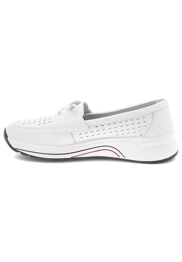 Białe Półbuty S.Barski Stylowe Obuwie Damskie Ze Skóry Naturalnej. Okazja: na co dzień. Kolor: biały. Materiał: skóra. Szerokość cholewki: normalna. Styl: elegancki