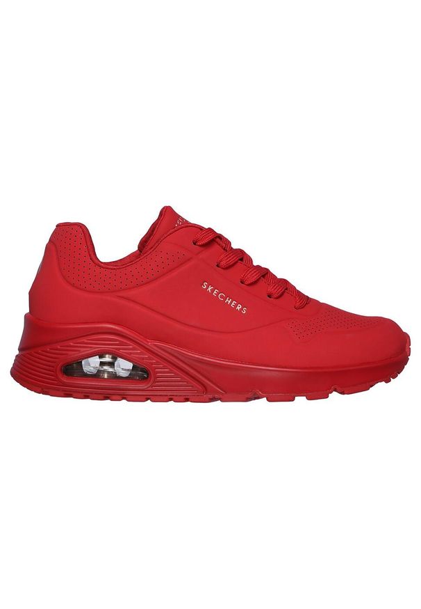 skechers - Buty do chodzenia damskie Skechers Uno. Kolor: czerwony. Materiał: materiał, syntetyk, tkanina. Sport: turystyka piesza