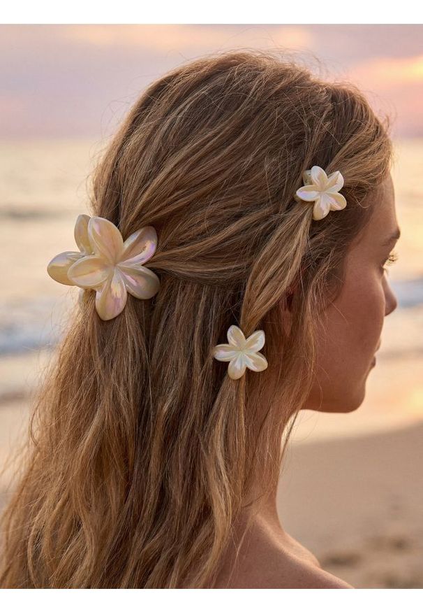 Sinsay - Spinki do włosów w kształcie kwiatów 3 pack - żółty. Kolor: żółty. Wzór: kwiaty