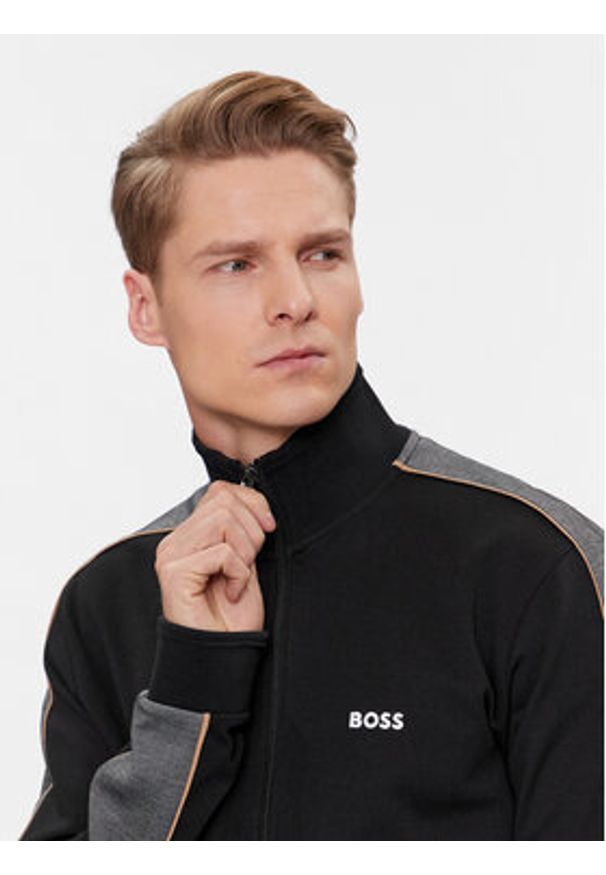 BOSS - Boss Bluza 50511041 Czarny Regular Fit. Kolor: czarny. Materiał: bawełna, syntetyk