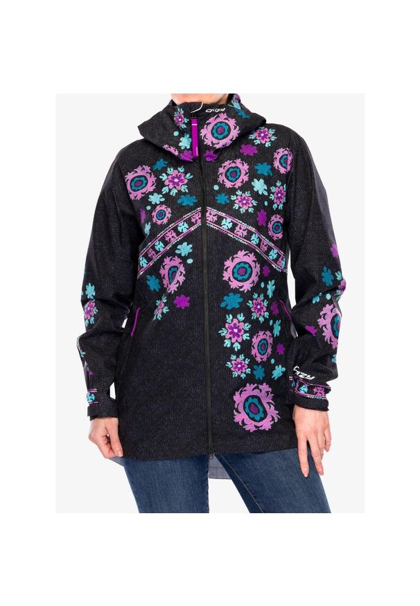 CRAZY - Kurtka przeciwdeszczowa damska Crazy Parka Wonder Magic Shell. Kolor: czarny. Sport: turystyka piesza