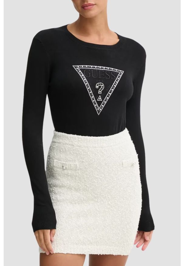 Guess - GUESS Czarny damski sweter Ivory, Rozmiar S. Kolor: czarny