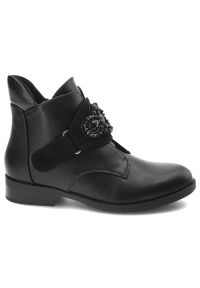 Czarne Botki S.Barski Modne Obuwie Damskie. Okazja: na co dzień. Kolor: czarny. Materiał: skóra ekologiczna. Wzór: aplikacja. Styl: casual, elegancki #6