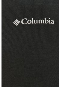 columbia - Columbia t-shirt sportowy kolor czarny gładki. Okazja: na co dzień. Kolor: czarny. Materiał: włókno, dzianina, syntetyk, skóra. Wzór: jednolity, gładki, ze splotem. Styl: sportowy, casual