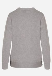 Born2be - Szary Sweter z Guzikami z Boku Tusiana. Okazja: na co dzień. Kolor: szary. Materiał: jeans. Styl: casual, klasyczny #5