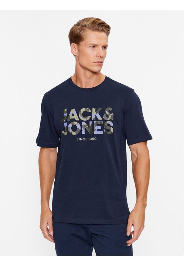 Jack & Jones - Jack&Jones T-Shirt 12235189 Granatowy Regular Fit. Kolor: niebieski. Materiał: bawełna