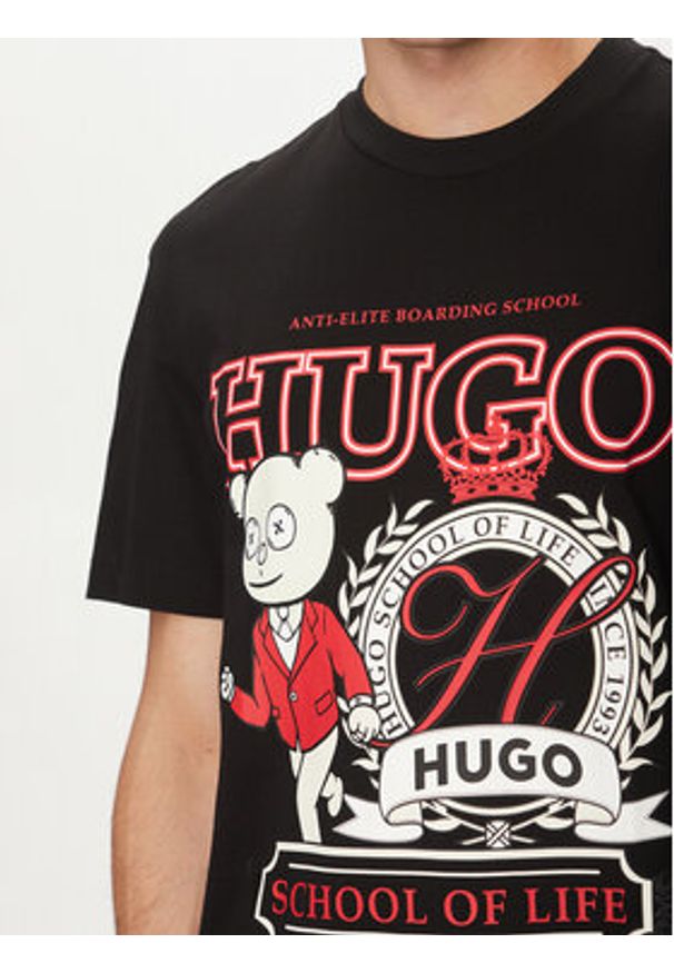 Hugo - HUGO T-Shirt Daporoni 50538254 Czarny Relaxed Fit. Kolor: czarny. Materiał: bawełna