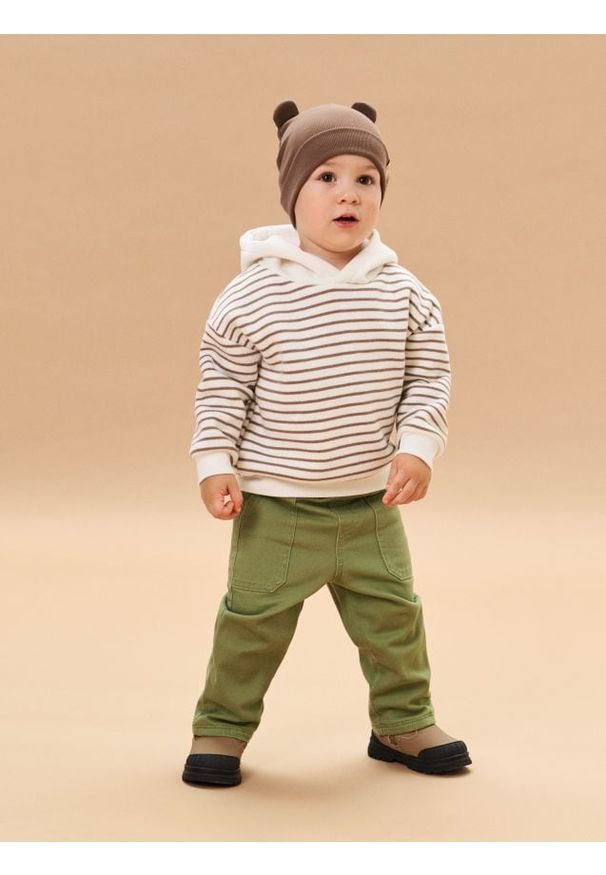 Sinsay - Bawełniane spodnie z ocieplaną podszewką - zielony. Kolor: zielony. Materiał: bawełna